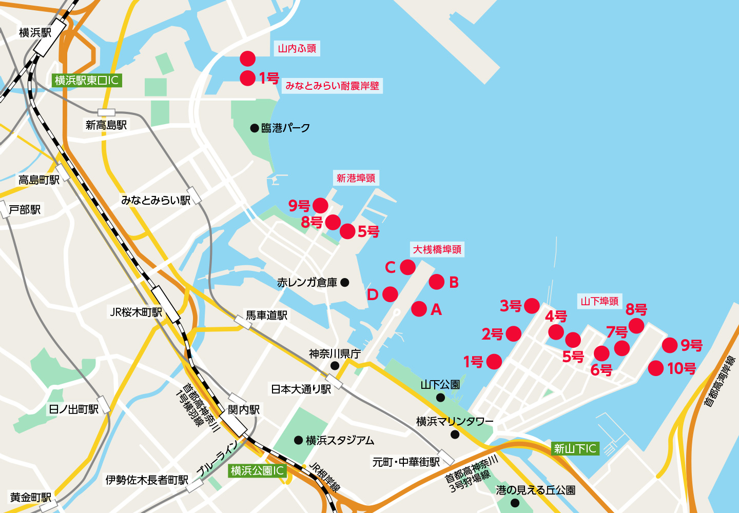 横浜港（岸壁地図）の図